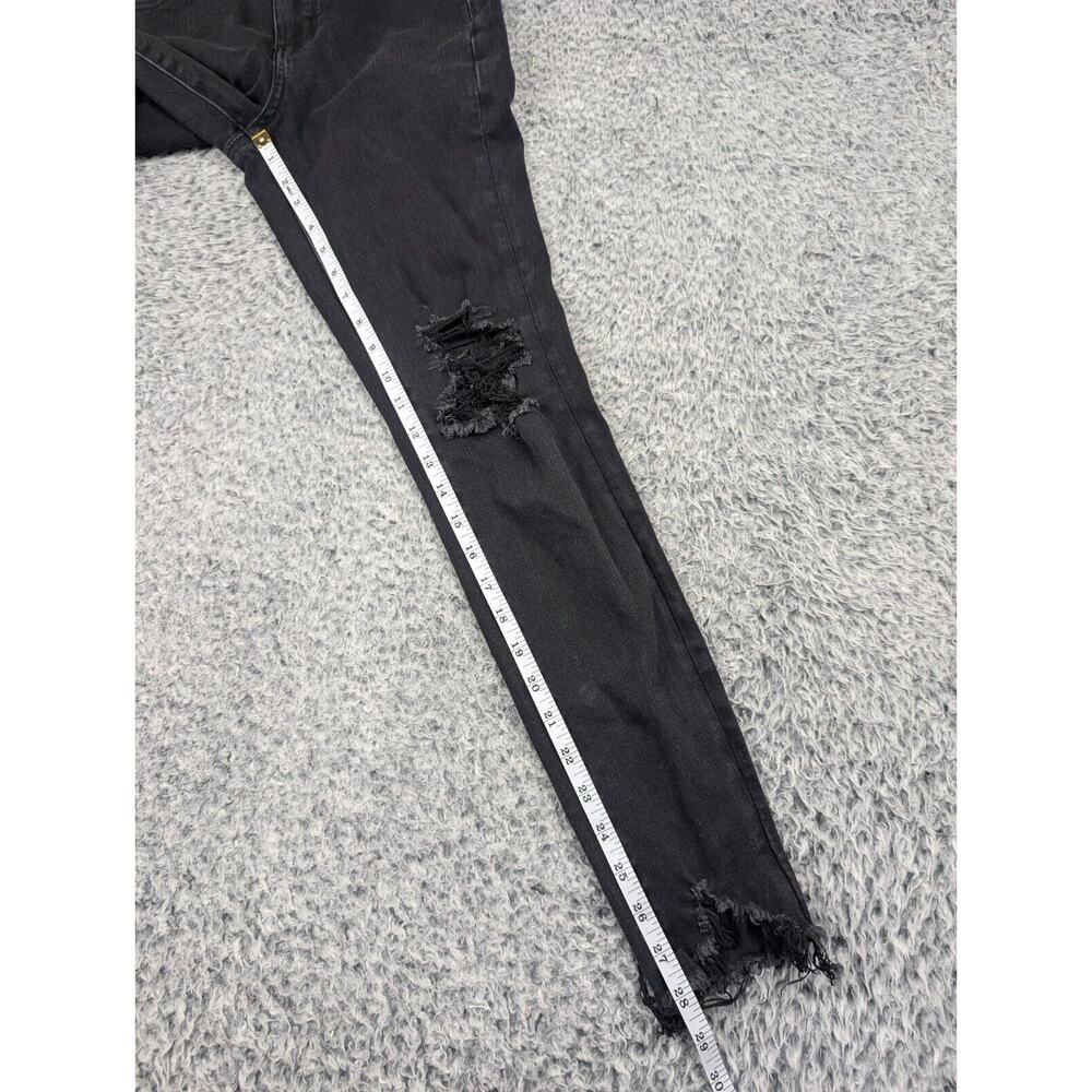 American Eagle Jeans Women 4 Black Distressed Denim Curvy Super Hi Rise Jegging - Picture 9 of 11